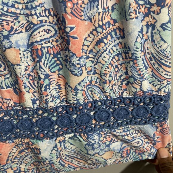 Crown & Ivy Women’s 3X Pink Blue Paisley Dress Vibrant Preppy - Picture 4 of 11